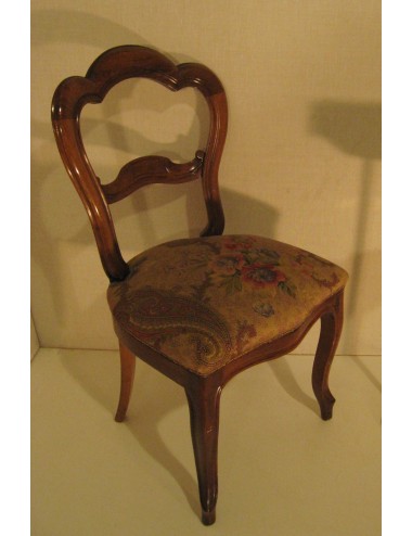 Sedia in noce con sedile imbottito in stile Luigi Filippo