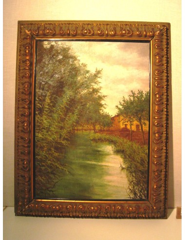 Pittura ad olio Bosco firma illeggibile