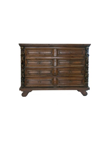 17th century walnut chest of drawers with caryatids
