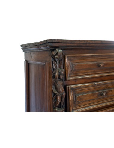 17th century walnut chest of drawers with caryatids