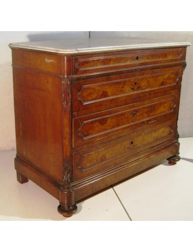Late 19th century Italian walnut-root chest of drawers with marble top