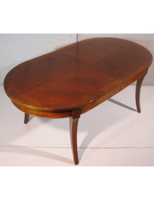 Oval table + 2 extensions in modern cherry wood