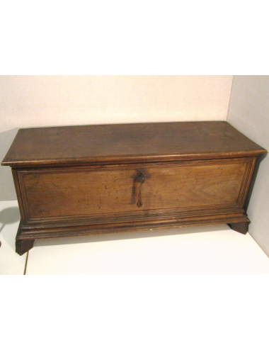 17th century style walnut chest, complete with key lock and handles