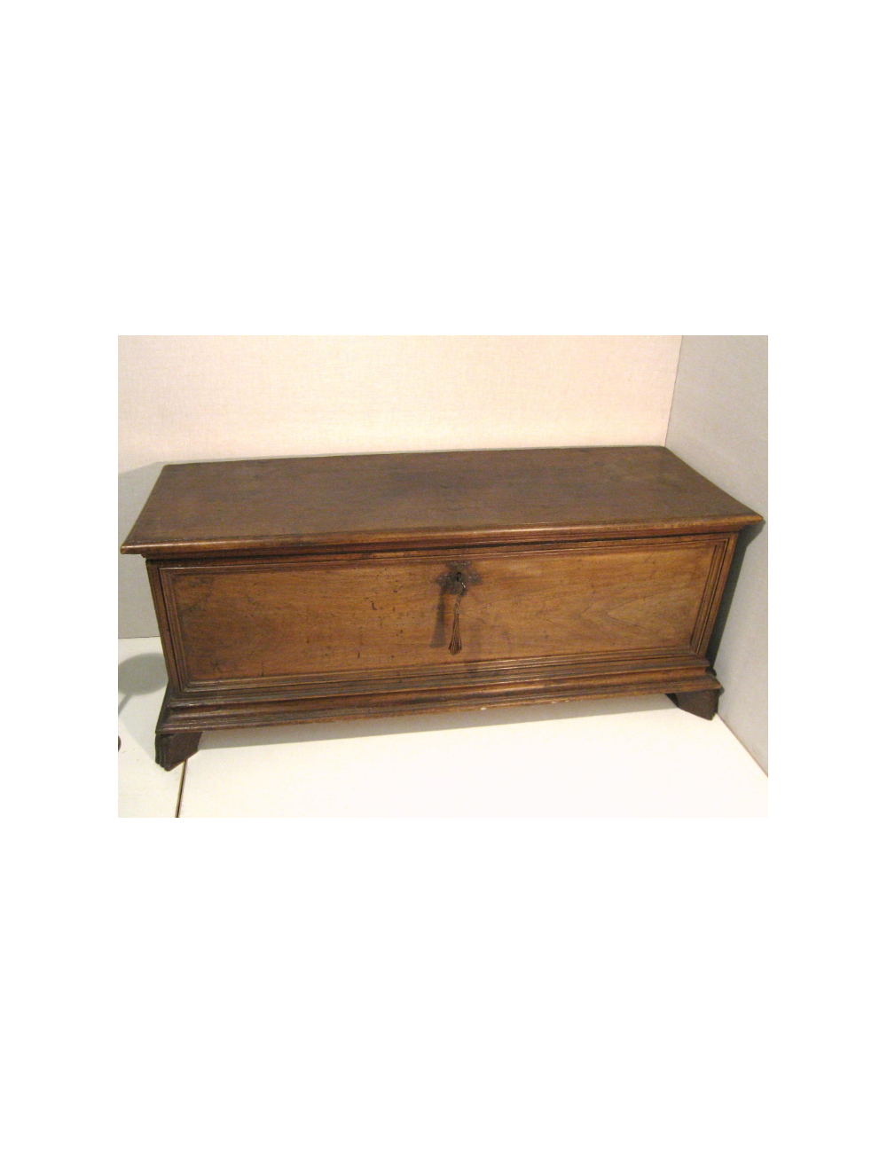 17th century style walnut chest, complete with key lock and handles 17th century style walnut chest, complete with key lock and handles