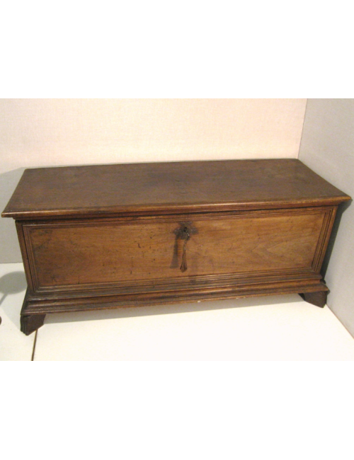 17th century style walnut chest, complete with key lock and handles