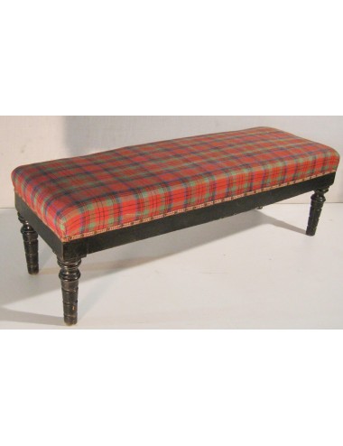 L 90 - 19th-century style rectangular pouff with Scottish textiles