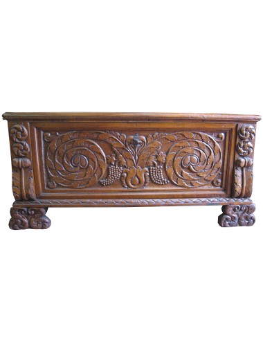 17th century walnut chest with single carved paneled front