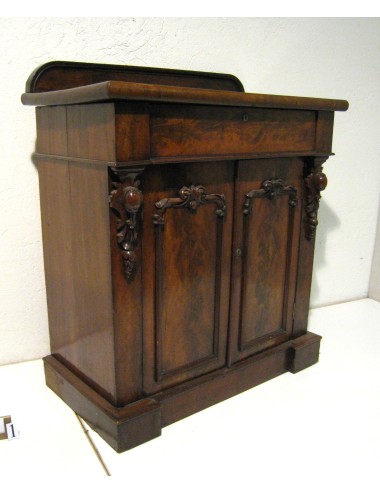 Credenza Vittoriana in mogano e piuma di mogano a due ante con cassetto