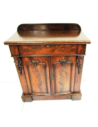 Credenza Vittoriana in mogano e piuma di mogano a due ante con cassetto