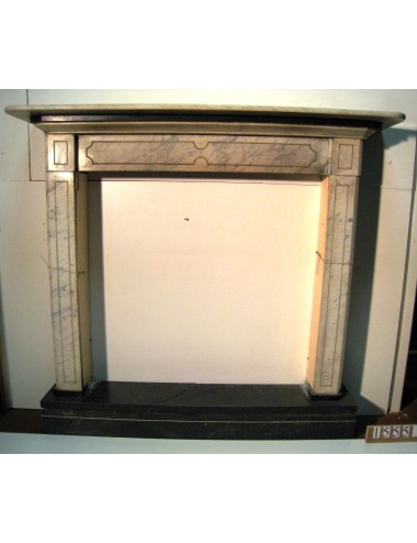 Baroque style fireplace white marble with black insert