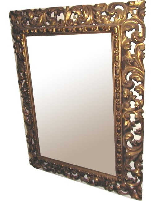 Specchiera moderna con cornice legno intagliato e dorato