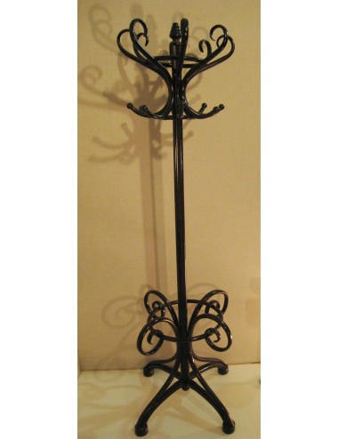 Attaccapanni in stile Thonet in faggio tinto noce scuro