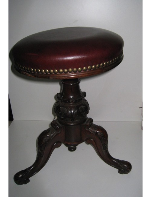 Bordeaux leather piano stool