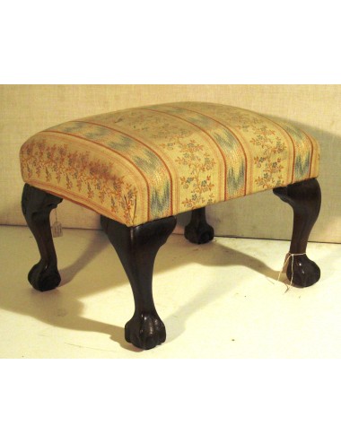 Sgabello moderno in legno scuro con sedile imbottito stile Chippendale