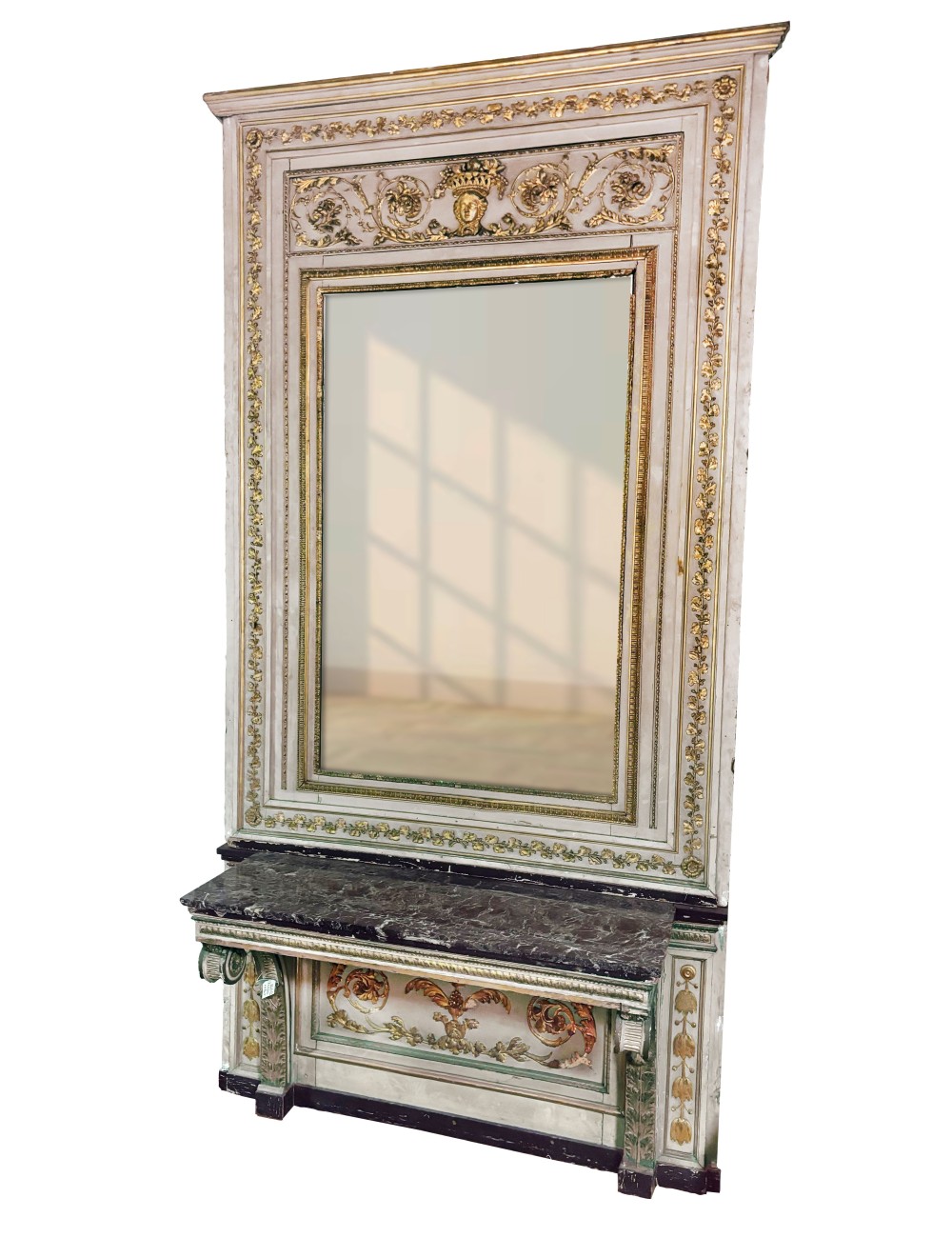 Console table + mirror L.XVI cm. 165x50x84h- mirror cm. 170x235h