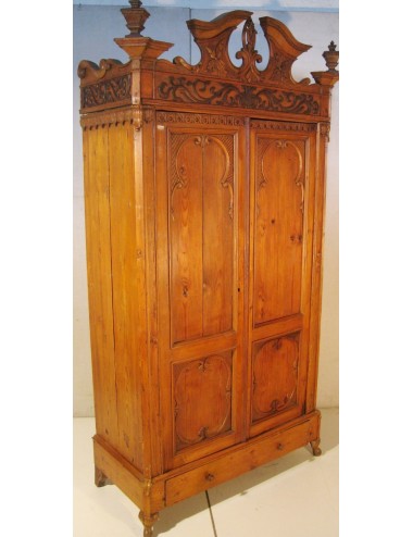 Larch carved wardrobe 19th century