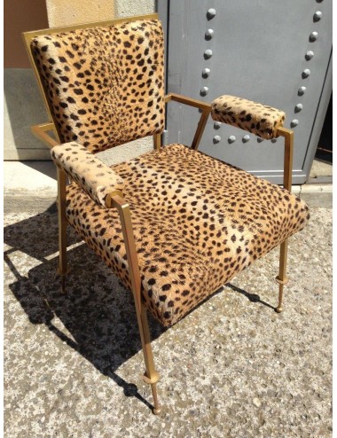 Iron armchair with modern gold finish armrests - excl. fabric
