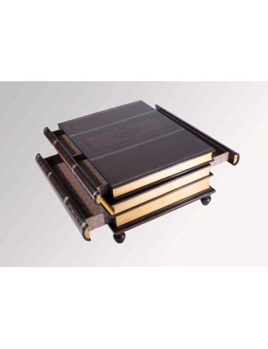 Tavolino moderno a 2 cassetti con finti libri