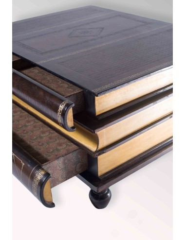 Tavolino moderno a 2 cassetti con finti libri