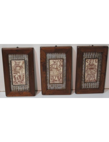 3 Modern wood-framed ceramic plates