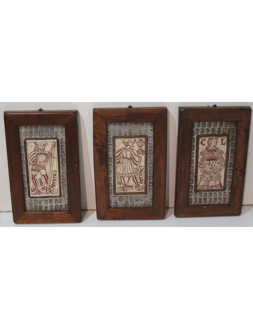 3 Modern wood-framed ceramic plates