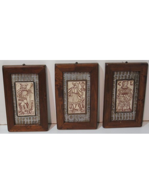 3 Modern wood-framed ceramic plates