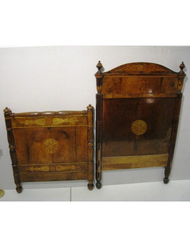 Letto singolo in noce intarsiato acero, stile Carlo X