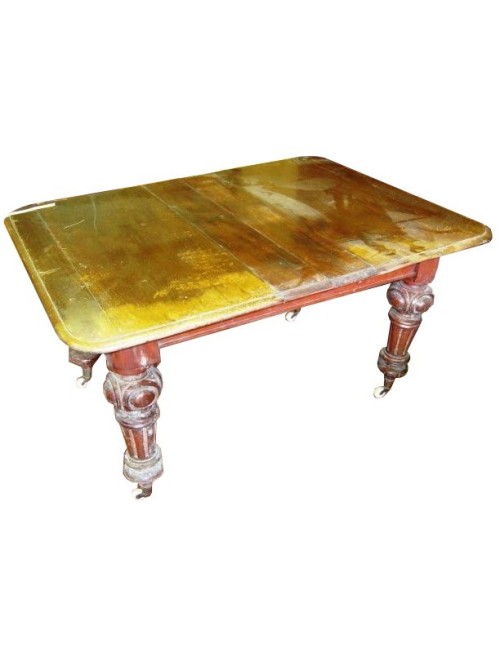 Tavolo rettangolare in mogano con allunghi, stile Vittoriano