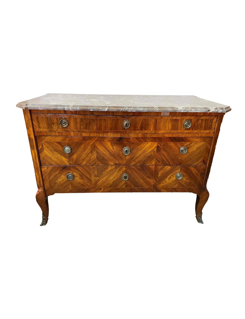 Cassettone in noce e palissandro Luigi XVI scuola Maggiolini con intarsi in bois de rose , acero e vari legni .Piano in marmo Cassettone in noce e palissandro Luigi XVI scuola Maggiolini con intarsi in bois de rose , acero e vari legni .Piano in marmo