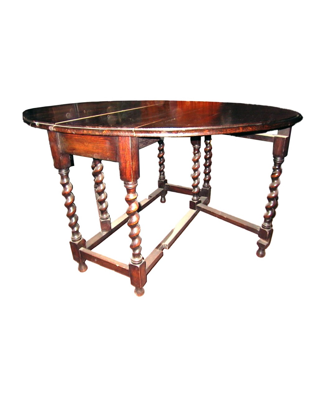 Tavolo in stile inglese , epoca Vittoriana, apribile a libro. Gambe a torciglione