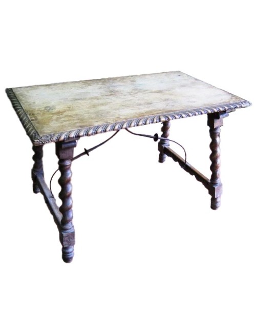 Tavolo / Scrivania in rovere con intagli epoca fine '800