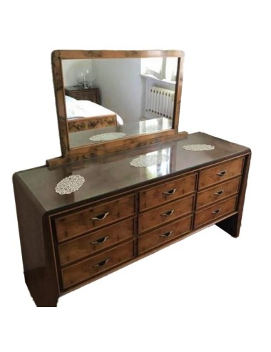 Burl chest of drawers with mirror