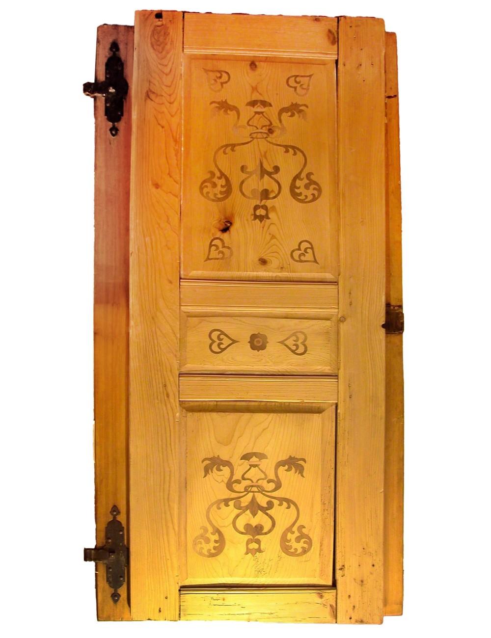Fir tree door with carvings to be restored Fir tree door with carvings to be restored