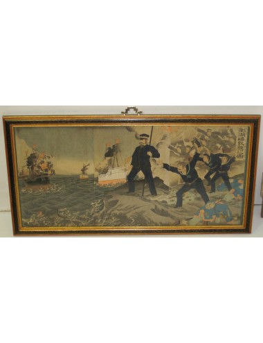 3 Stampe su carta di riso Guerra russa Guerra giapponese 1905 vinta dai giapponesi