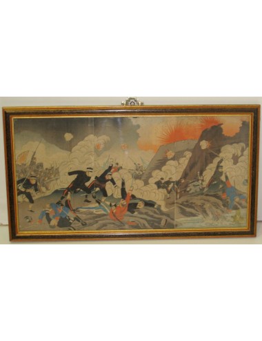 3 Stampe su carta di riso Guerra russa Guerra giapponese 1905 vinta dai giapponesi
