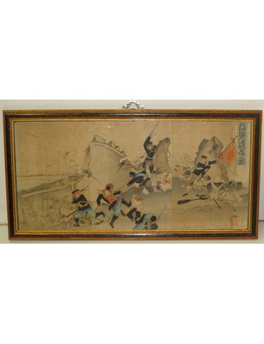 3 Stampe su carta di riso Guerra russa Guerra giapponese 1905 vinta dai giapponesi