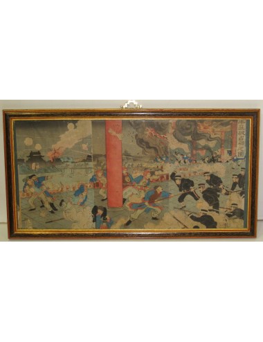 3 Stampe su carta di riso Guerra russa Guerra giapponese 1905 vinta dai giapponesi