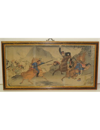 3 Stampe su carta di riso Guerra russa Guerra giapponese 1905 vinta dai giapponesi