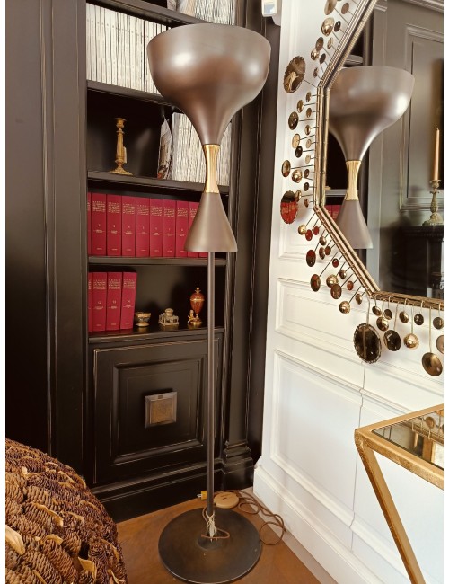 Sat. lampada da terra in ottone bronzo moderna