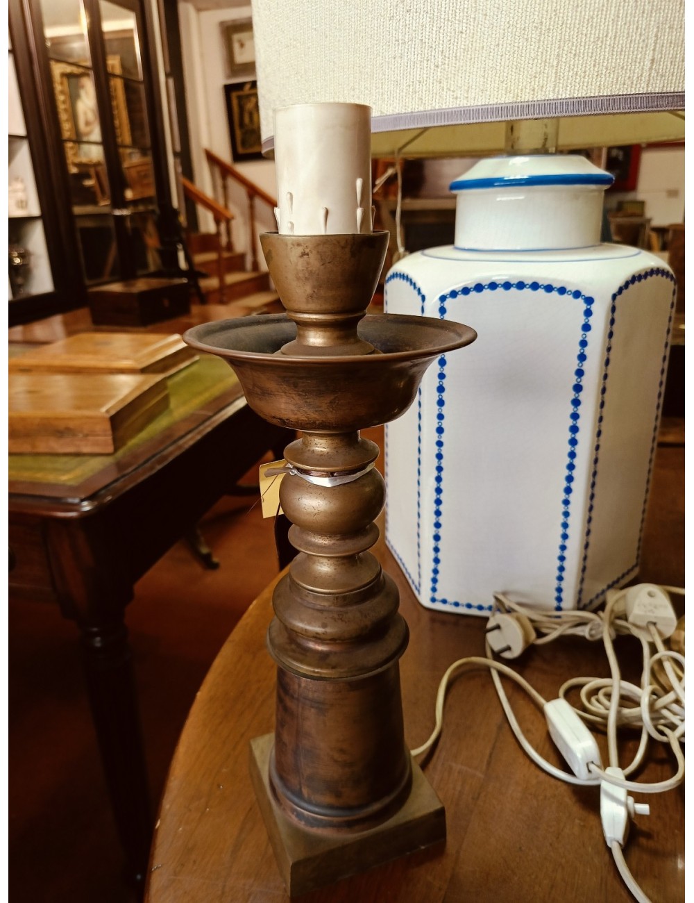 Lampada in ottone/rame + paralume moderno