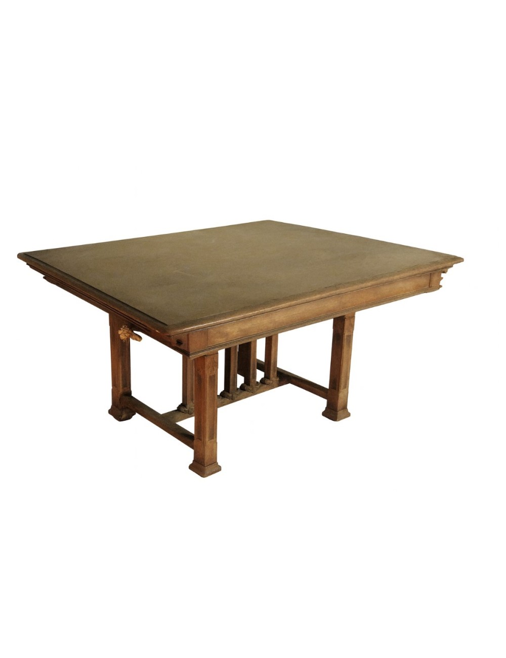 Tavolo rettangolare in legno rovere stile liberty con struttura robusta