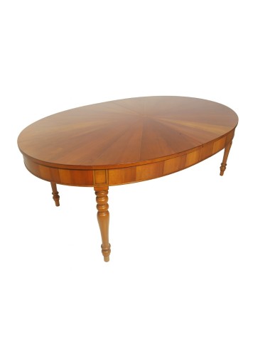 Oval walnut table with 2 extensions of 45 cm each modern