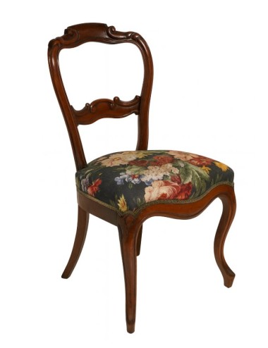 Sedia in legno di noce con seduta floreale epoca '800