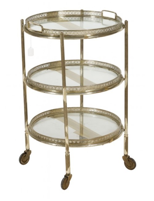 L 31 - Etagere/silvered coffee table 3 modern shelves