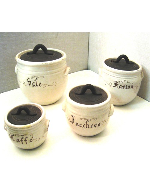Serie 4 barattoli in ceramica, varie misure