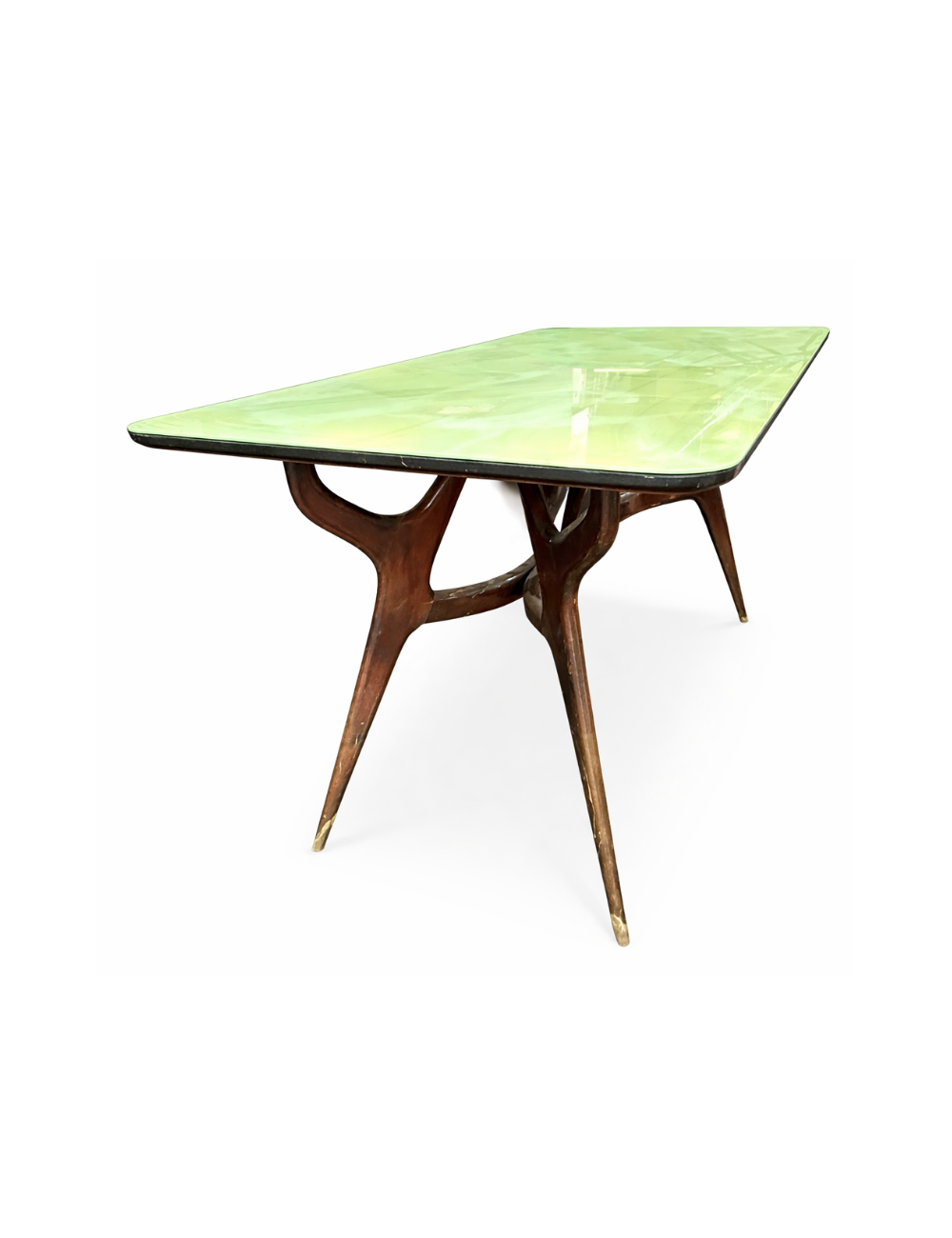 Tavolo con piano in vetro, con affinità stilistiche alla produzione di Ico Parisi, Paolo Buffa e Vittorio Dassi
