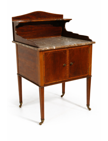 Mahogany bedside table marble top