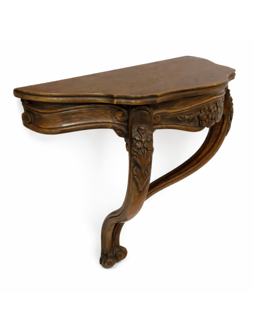 Consolle da parete in legno intagliato e lucidato, di stile Luigi XV