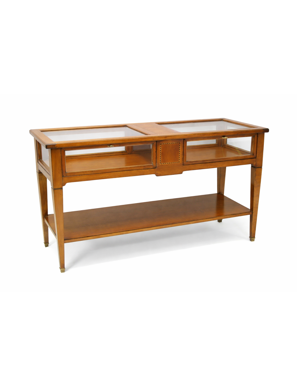Console table with 2 opening doors inlaid on the top/modern side