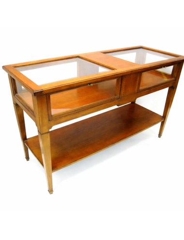 Console table with 2 opening doors inlaid on the top/modern side